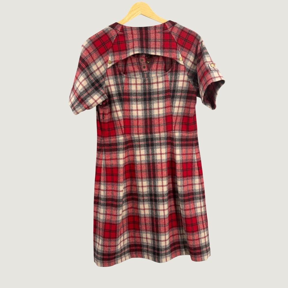 Pendleton Portland Collection Plaid Dress Size Large Red Wool Short Sleeve Shift - Picture 2 of 7